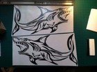 2 Tribal Shark boat Decals large fish Fishing graphics big sticker sailboat
