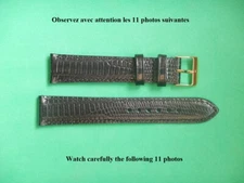 18mm BLACK TEJU LIZARD STYLE GENUINE LEATHER BRACELET BEAUTIFUL FRENCH MANUFACTURE