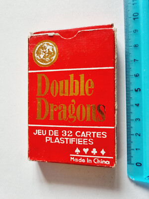 GAME CARDS DOUBLE DRAGONS 32 CARDS PLASTIFIEES PLAYING CARDS NEU