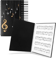 120Pages Sheet Music Folder A4, Spiral Binder File Folder, Black