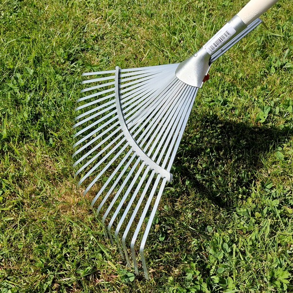 Garten Laub FäCher Rechen FäCherbesen Verstellbar Verzinkt 22 Zinken + Stiel-image