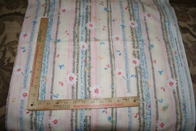 Fabric Traditions Music Notes Harmony Flowers Fabric 44x 1.5 yd Cotton Quilting