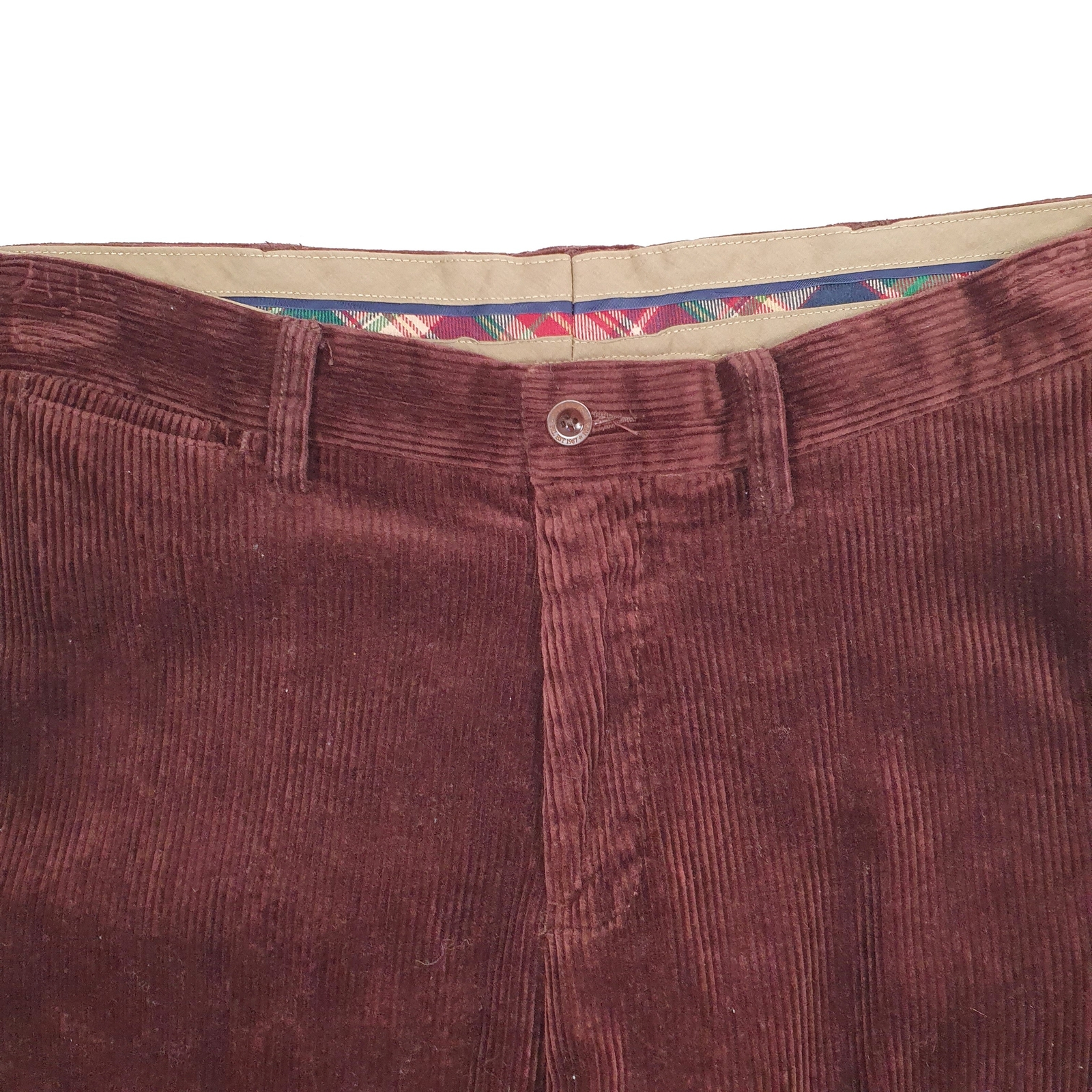 POLO RALPH LAUREN Corduroy Trousers Cord Jeans Cotton Burgundy Mens W34 L30 image 2