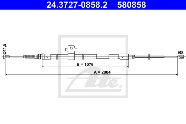 ATE Handbremsseil Bremsseil Hinten Links Passend FüR Peugeot 308 SW II-image