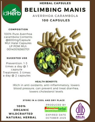 [idHerb] 100-800 Capsule Belimbing Manis Averrhoa Carambola WildCrafted