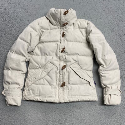 Patagonia Toggle Down Jacket Womens Extra Small Beige Insulated Puffer Coat
