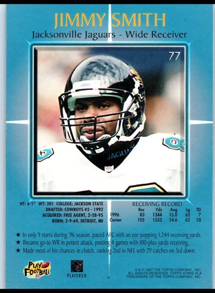 1997 Topps Stars #77 Jimmy Smith - Image 2 of 2