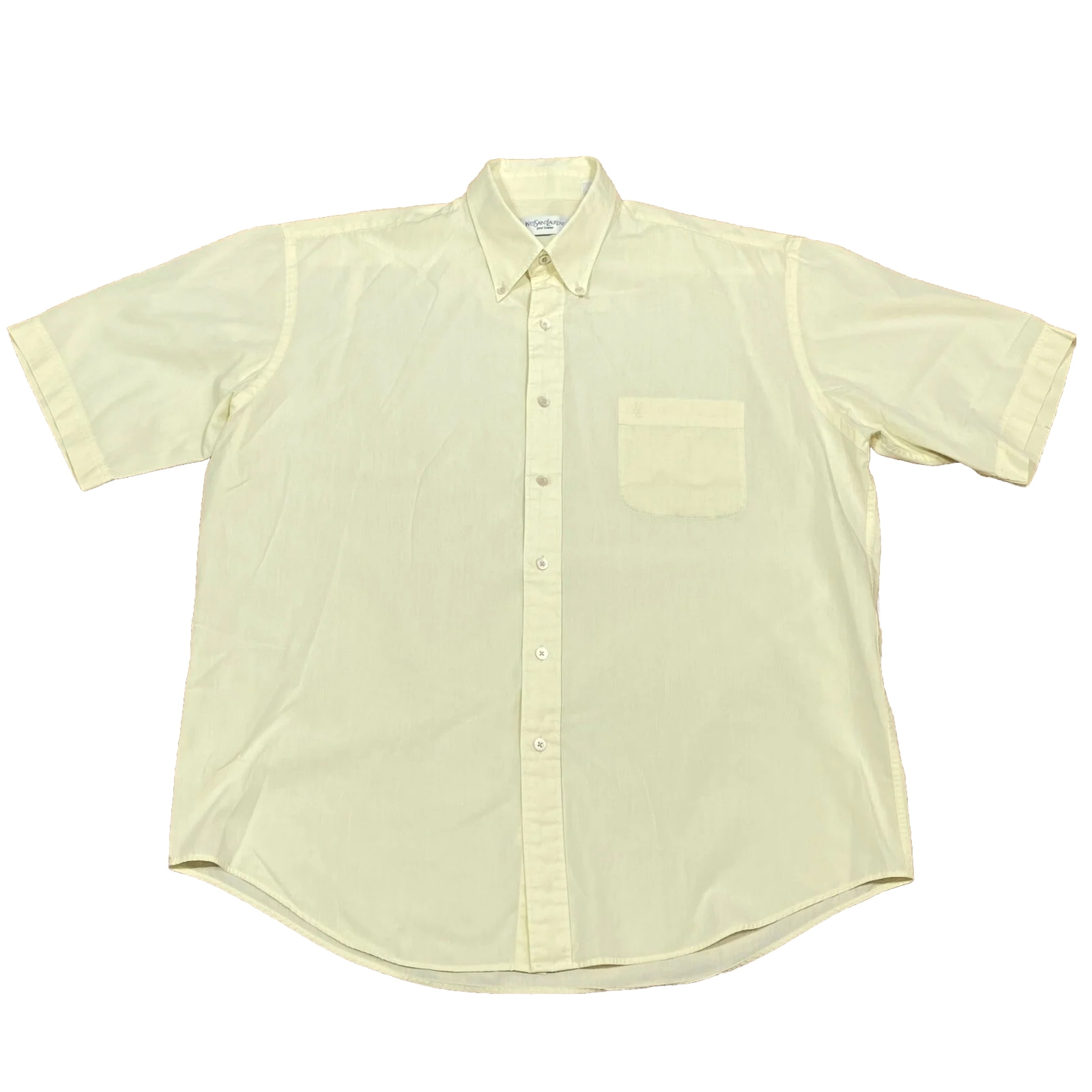 Camicia YSL Yves Saint Laurent gialla manica corta con bottoni taglia 16 5 42 uomo
