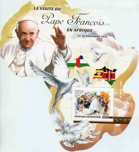 Central African Republic 2015 MNH Pope Francis Visits Africa 1v S/S Doves Birds - 第 1/1 張圖片