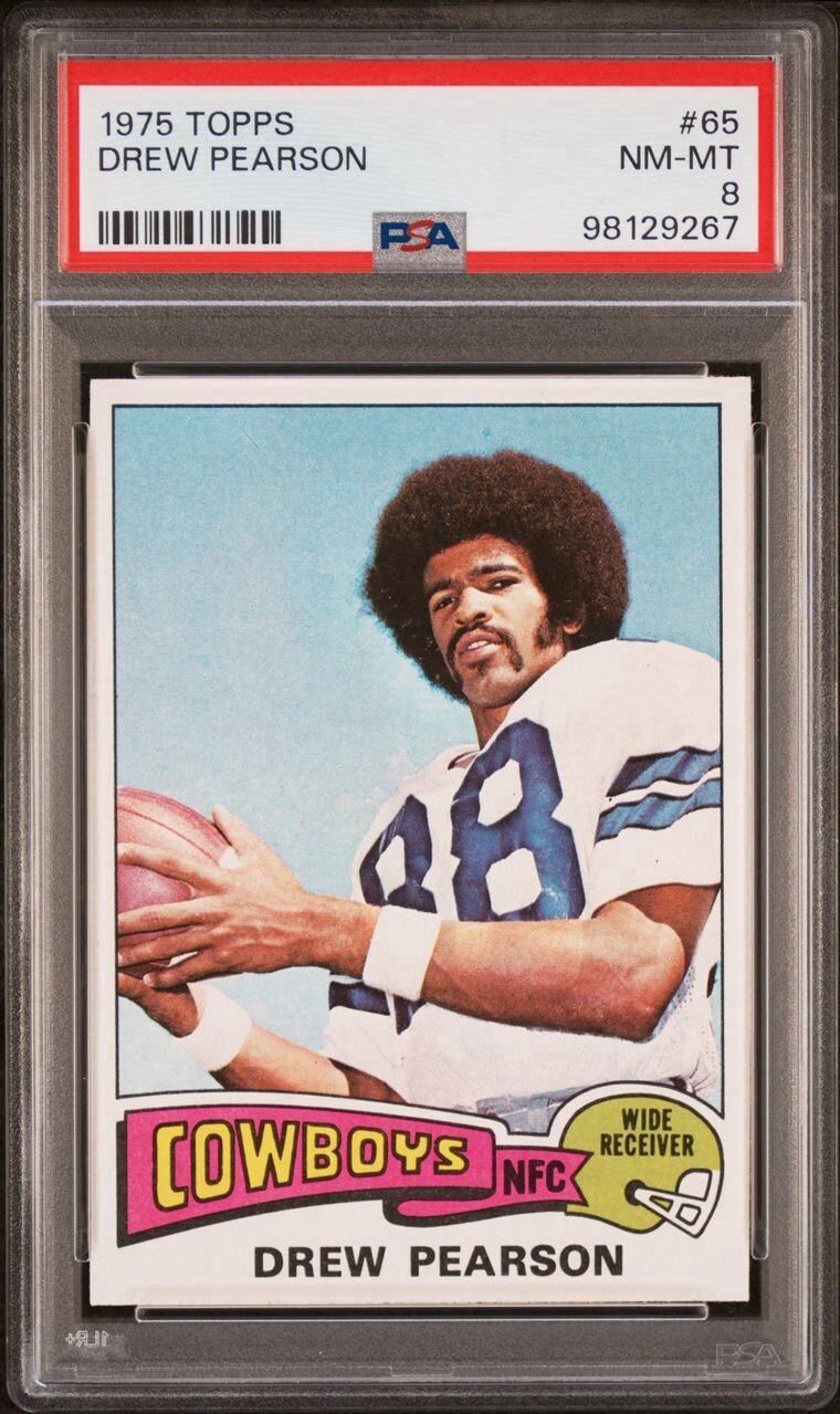 1975 TOPPS FOOTBALL #65 DREW PEARSON DALLAS COWBOYS ROOKIE RC PSA 8