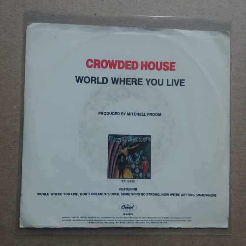 CROWDED HOUSE World Where You Live DJ PROMO 45 7" Vinyl Record POP - Picture 2 of 4