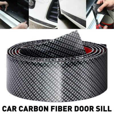 Car Acces Carbon Fiber Door Sill Plate Scuff Cover Anti Scratch Sticker 2m*3cm