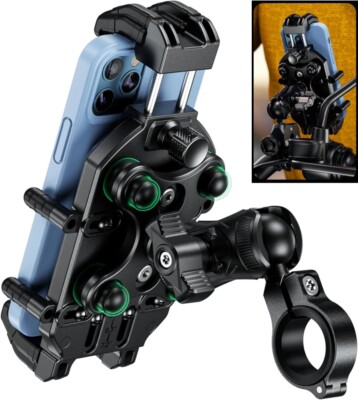 Handyhalterung Motorrad mit Vibrationsdämpfer, Diebstahlsichere Handy Halterung.