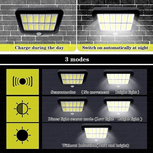 Solar Powered COB LED Wall Light PIR Motion Sensor Outdoor Waterproof Lamp - Picture 38 of 54