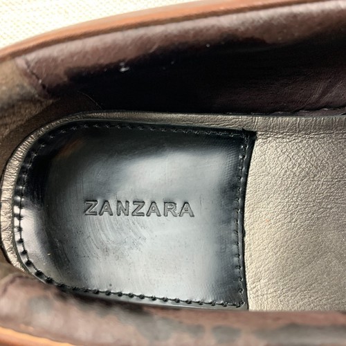 Zanzara Loafers Brown Leather Wingtip Brogue Round Toe Slip On Shoes Size 10.5 - Picture 11 of 12