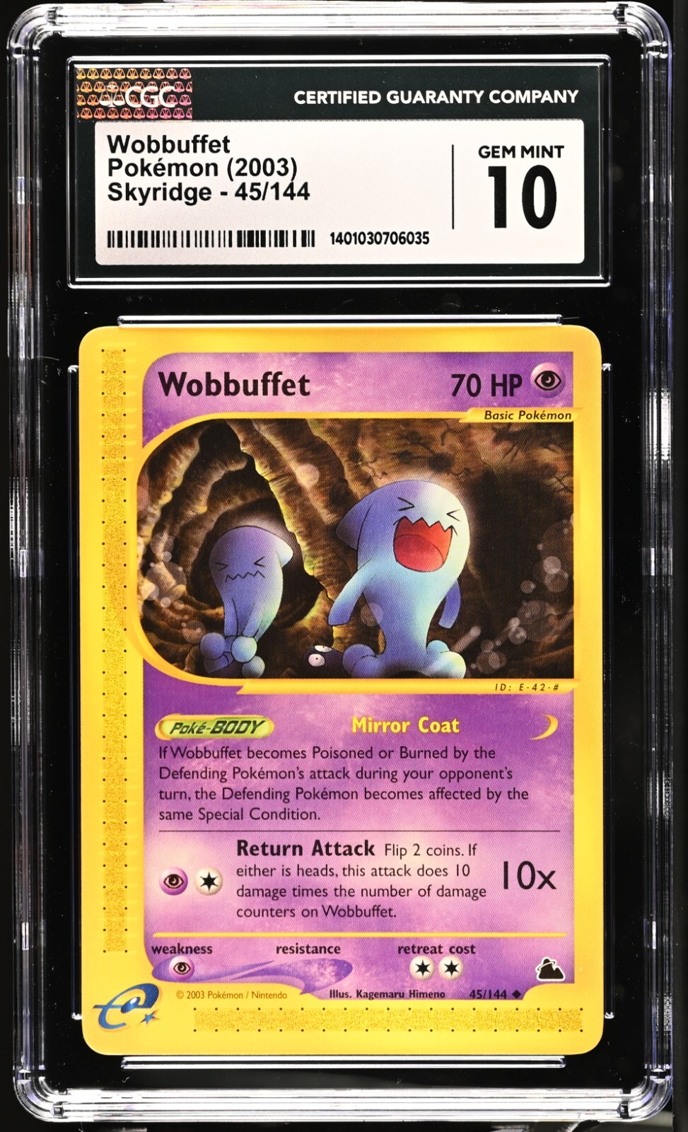 CGC 10 Wobbuffet 45/144 Skyridge 2003 Pokemon Card