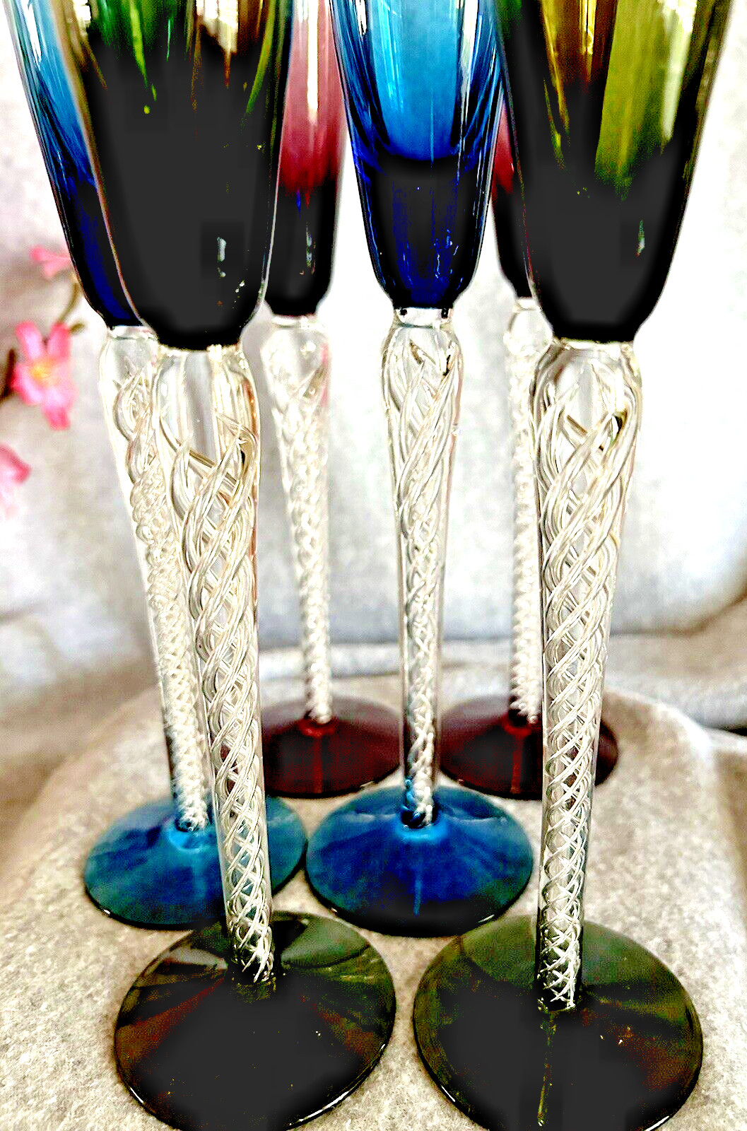 Hand Blown Glass Air Twist Stem Cordial Glass (set of 6)