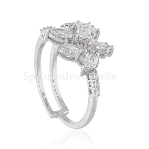0.92 Ct Lab Grown CVD Multi Shape Diamond Ring 18k White Gold Engagement Gift - Picture 4 of 7