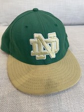 VTG New Era Hat Men 7 Green Notre Dame Fighting Irish Wool Blend Made In USA