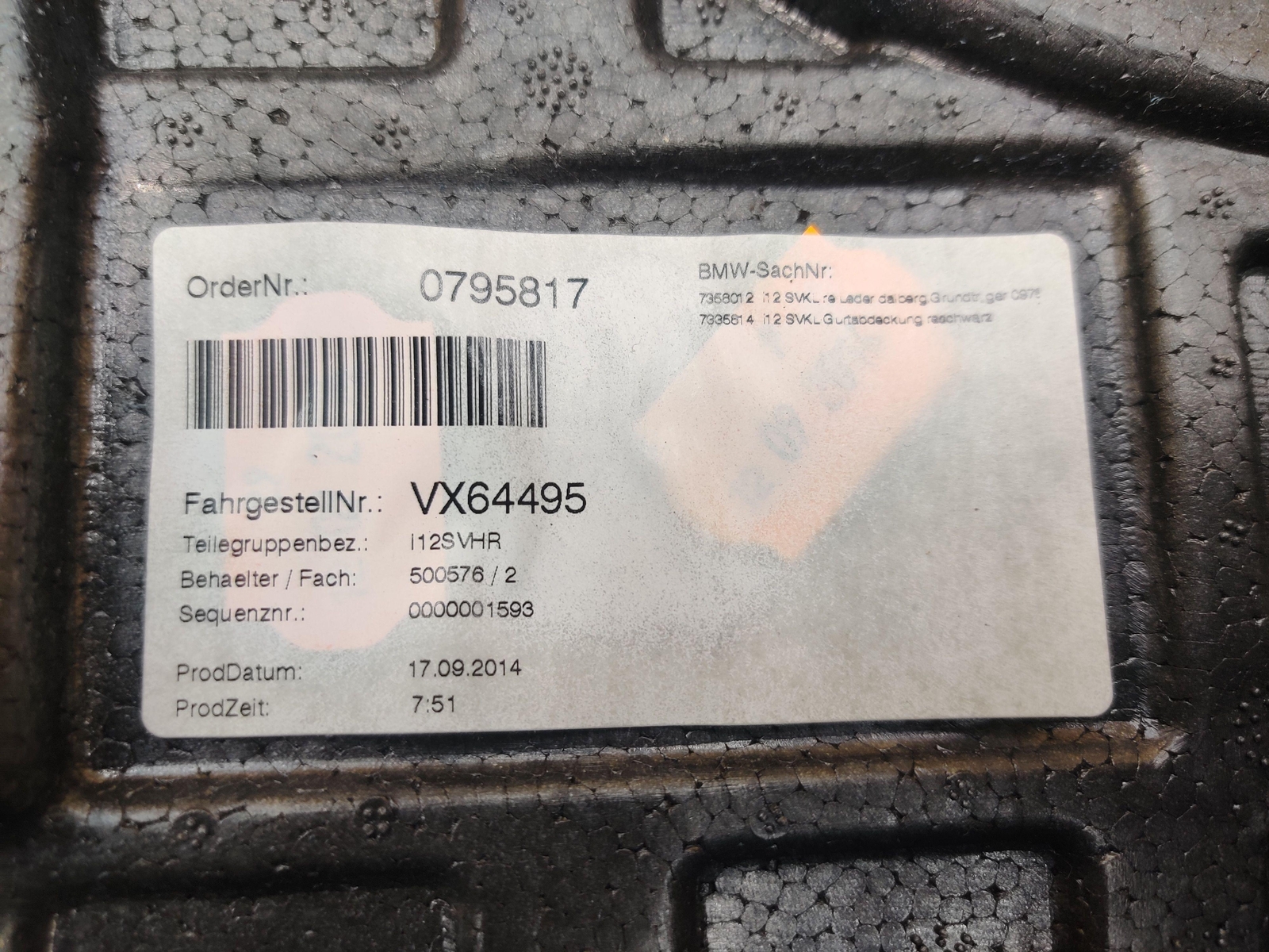 Rear Right Quarter Lateral Trim Dalbergiabraun NKFD 51437407752 OEM BMW i8 14-19