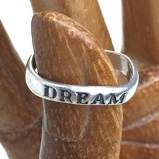 Vintage Sterling Silver DREAM Wave Ring 925 Modernist Hippie Peace Love 90s Avon