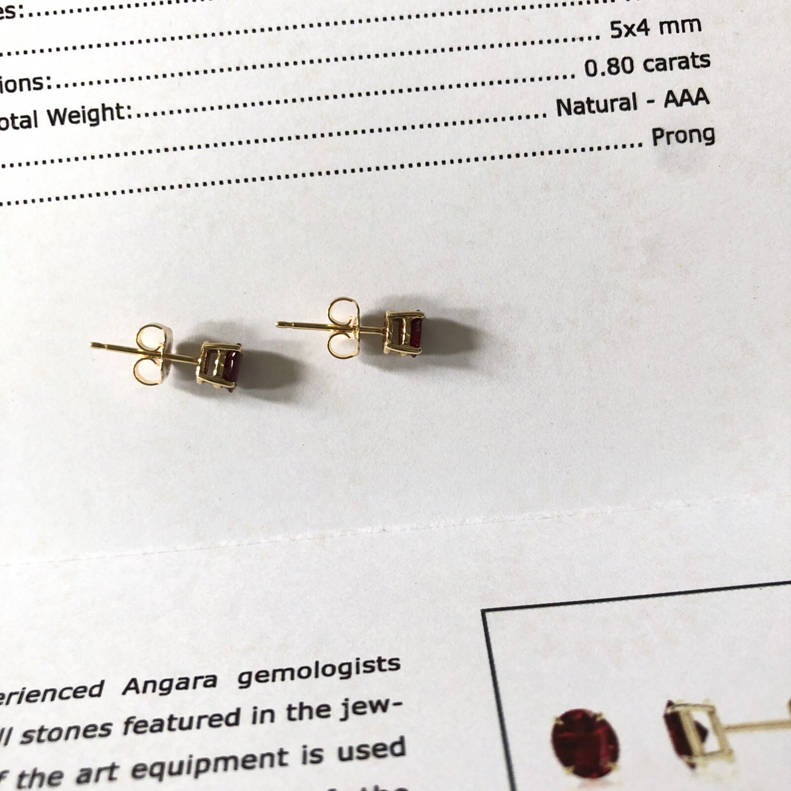 Angara Claw-Set Solitaire Oval Ruby Stud Earrings… - image 9