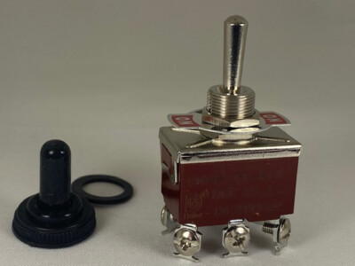 Toggle Switch Heavy Duty 15A/250V Momentary DPDT (ON)-OFF-(ON) w/Waterproof Boot