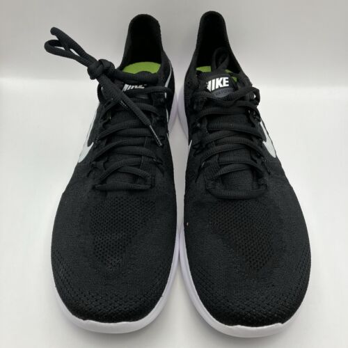 Nike Free RN Flyknit 2017 Men’s Size 12.5 Black White 880843-001 NEW - Picture 3 of 6