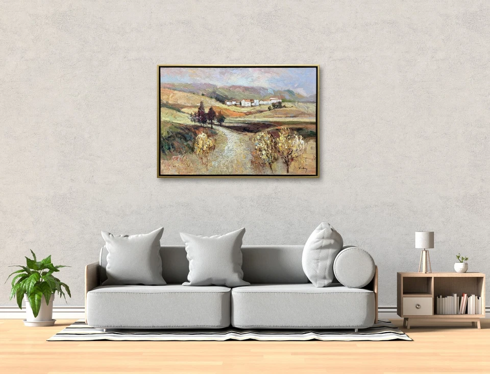 Hungryartist - Pintura al óleo original de campo sobre lienzo enmarcada 24x36 Foto 3 de 4