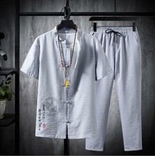 Men's Tang suit Traditional Chinese Shirt Pants Tang Suit Coat Kung Fu Tai Chi