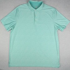 Hickey Freeman Golf Polo Shirt Mens Size XL Green Floral All Over Poly Stretch