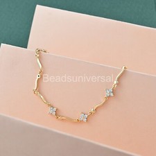 Cubic Zircon Flower Style Bracelets Rose Gold Plated Adjustable Chain Jewelry