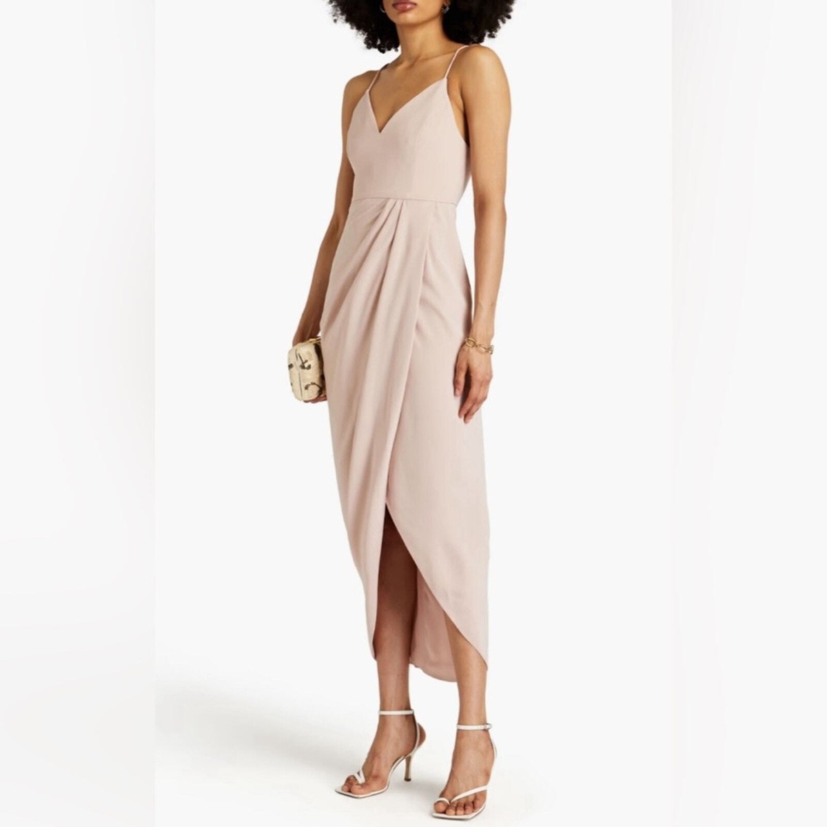 knee length dresses for ladies Veronica Satin Midi Dress-Light Pink