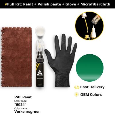 Touch up Paint for Ral Code: 6024 Verkehrsgruen Fast Drying Scratch Repair