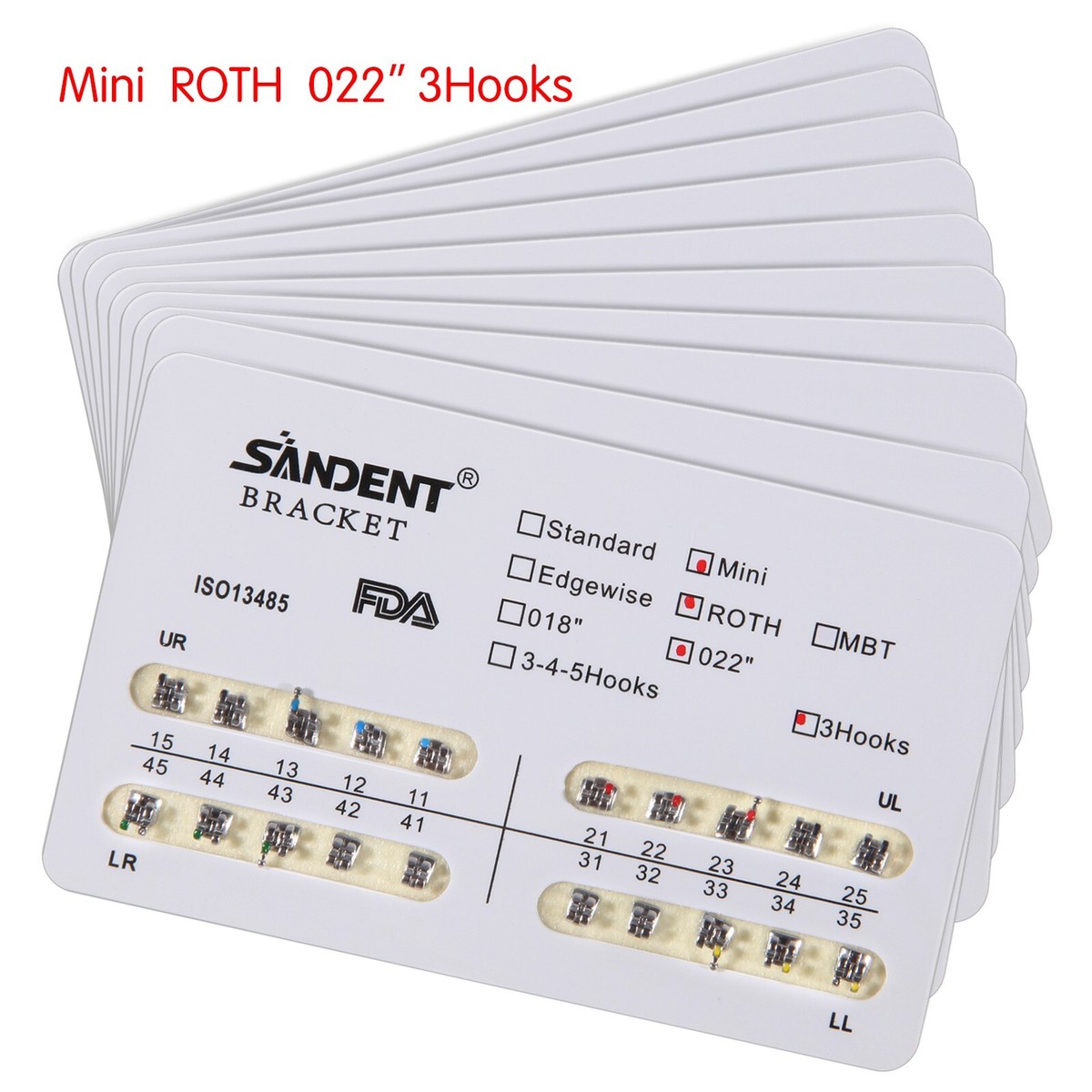 10 kits Dental Orthodontic Brackets Braces Mini Roth 022 Slot 345 with