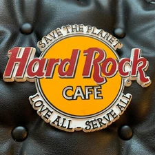 ONLINE 🇺🇸 Hard Rock CAFE ® HRC - YELLOW RUBBER SAVE THE PLANET LOGO MAGNET🎗