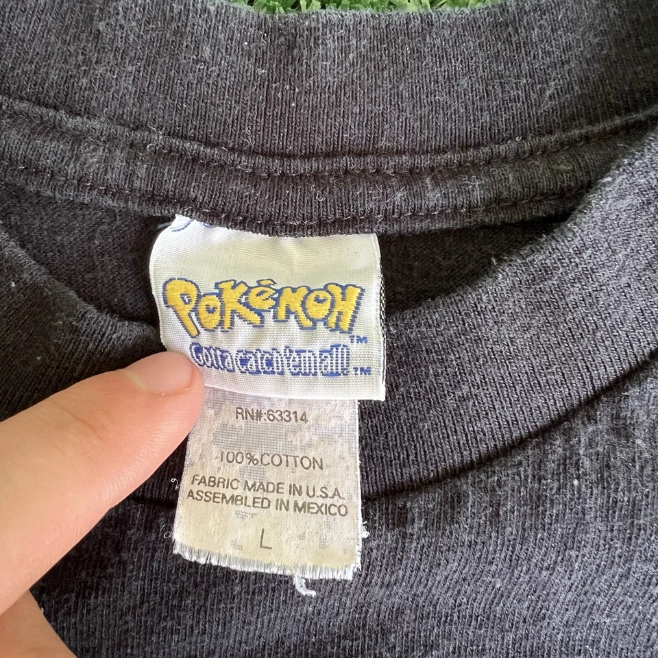 Винтажная женская футболка 1999 Nintendo Pokémon Pikachu аниме мультфильм черная детская средний размер - Изображение 3 из 4