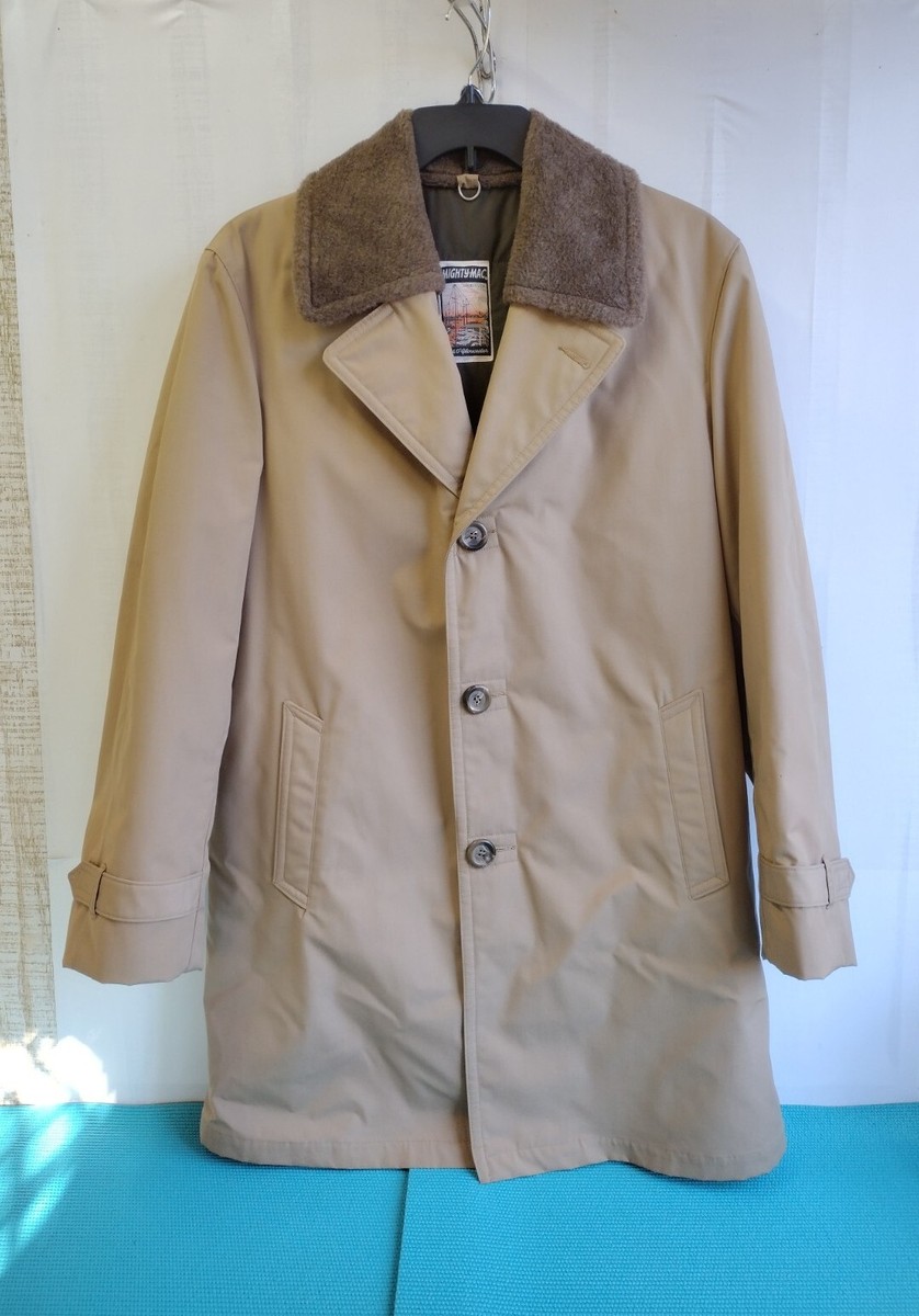 Mighty Mac Mens Button Up Long Trench Coat Quilted Lined