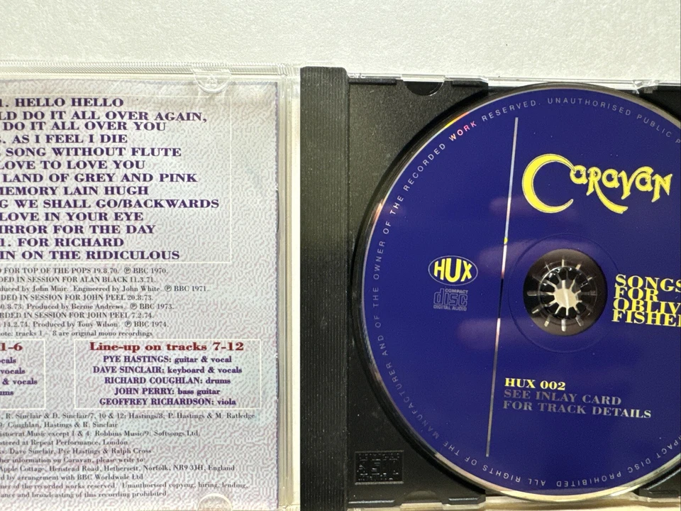 Songs for Oblivion Fishermen by Caravan (CD, May-2002, Hux Records) Foto 3 de 4