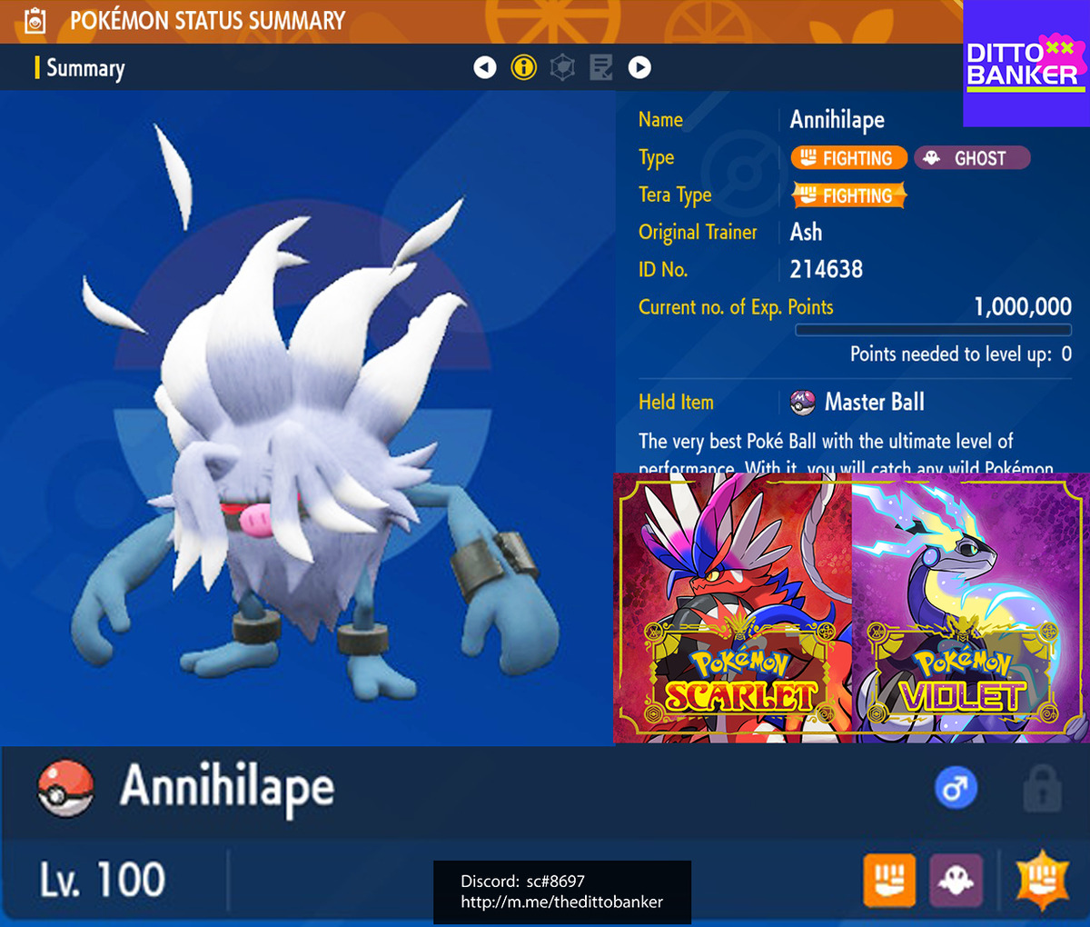 Pokemon Scarlet and Violet ANNIHILAPE Shiny 6IV / Competitive -   Portugal