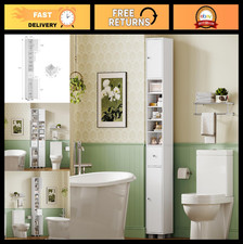 Narrow Bathroom Storage Cabinet with 5 Adjustable Shelves  Drawer, Freestanding