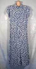 New Look blue & white boho short-sleeve collared midaxi shirt dress, 10