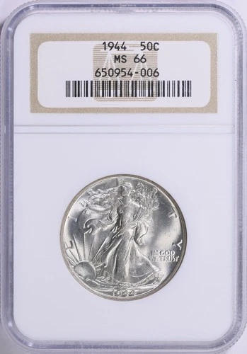 1944 Silver Walking Liberty Half Dollar 50C NCG MS66 Lustrous Beauty !