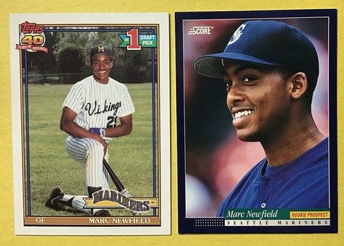 1994 SCORE #584 & 1991 TOPPS #529 MARC NEWFIELD ROOKIE MARINERS FREE SHIPPING - Picture 1 of 2