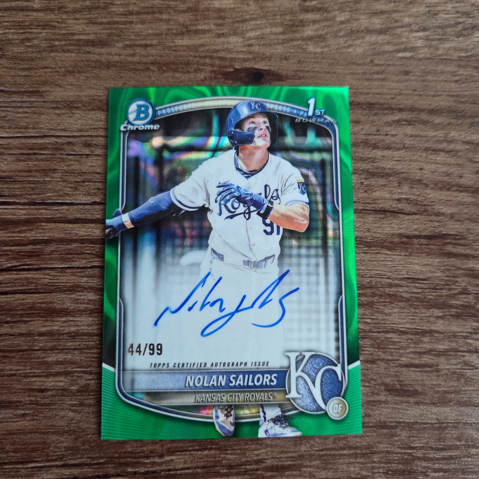 NOLAN SAILORS 2025 BOWMAN CHROME DRAFT 1ST GREEN LAVA A AUTO 44 /99