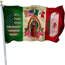 Mexico Flag Mexican American Flags for outside 3X5 Double Sided Virgin Mary Mexi