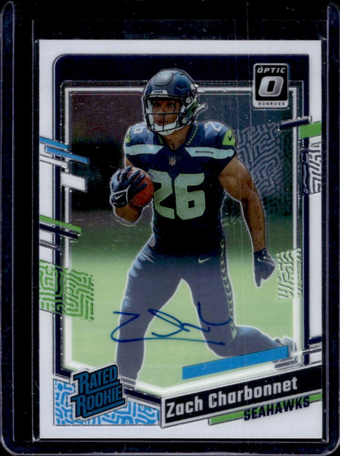 2023 Donruss Optic Zach Charbonnet Rated Rookie RPS Auto #157/199 Seahawks