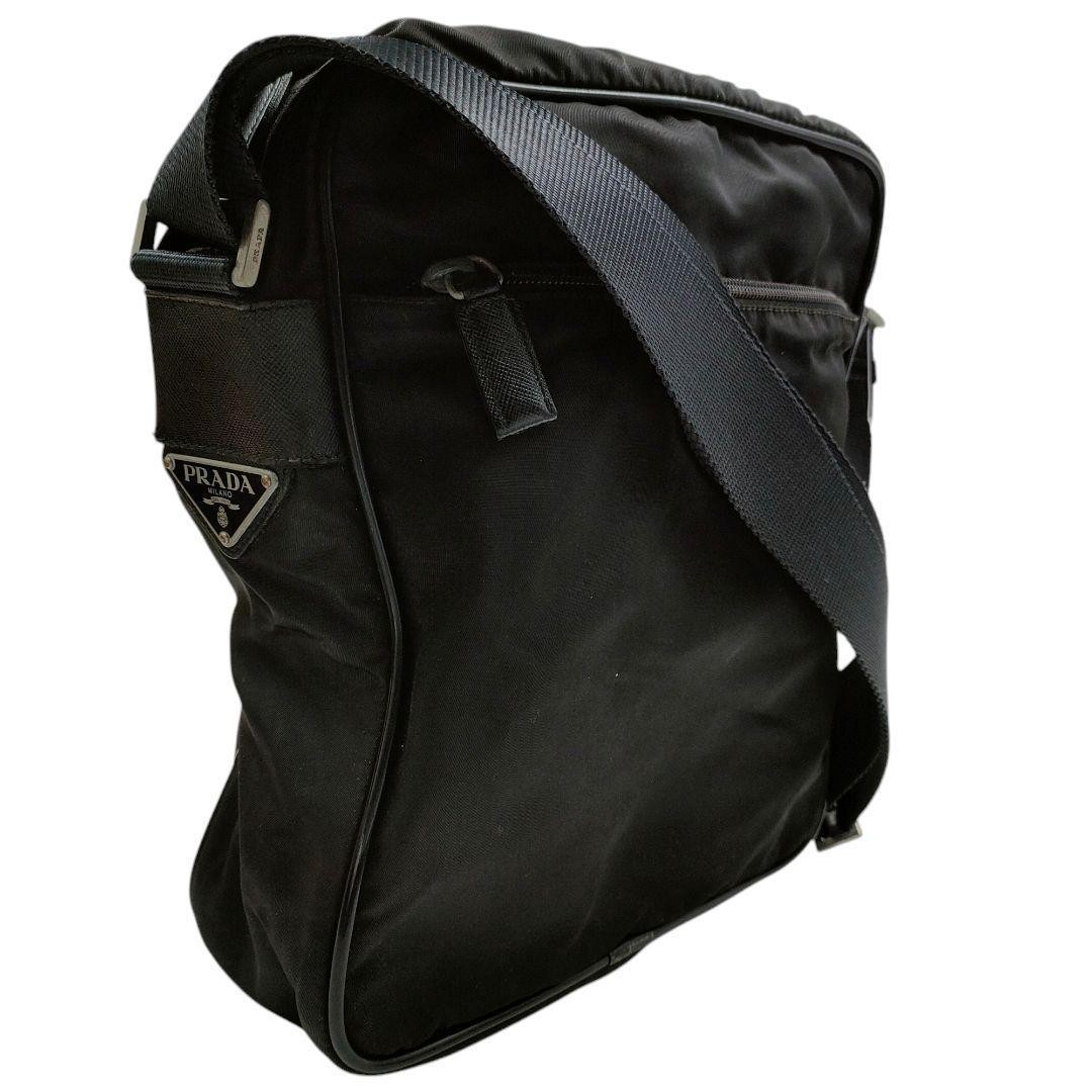 Prada Black Nylon Shoulder Bag with Triangle Logo Made in Japan