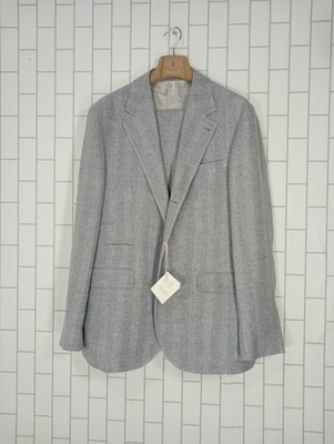 Brunello Cucinelli Italian 2-peice Gray Linen Wool Silk Suit, Sz. 56 R EU *NEW*
