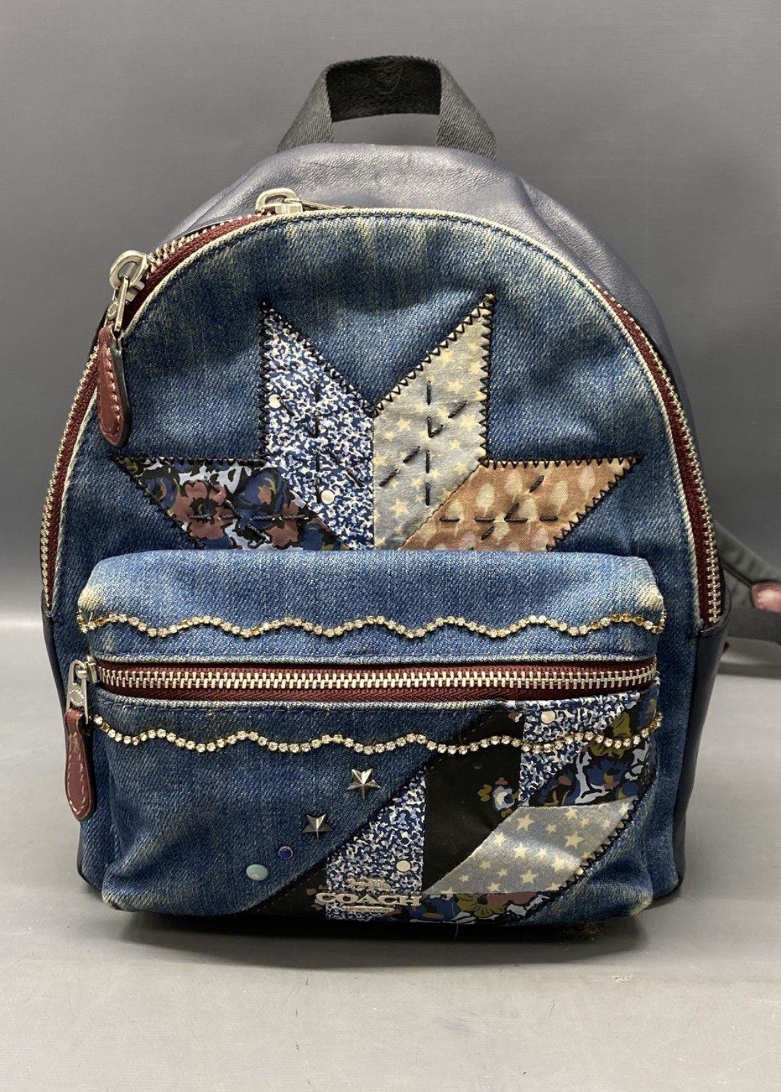 Coach Patchwork Turnlock Backpack Denim Quilt 377… - image 1